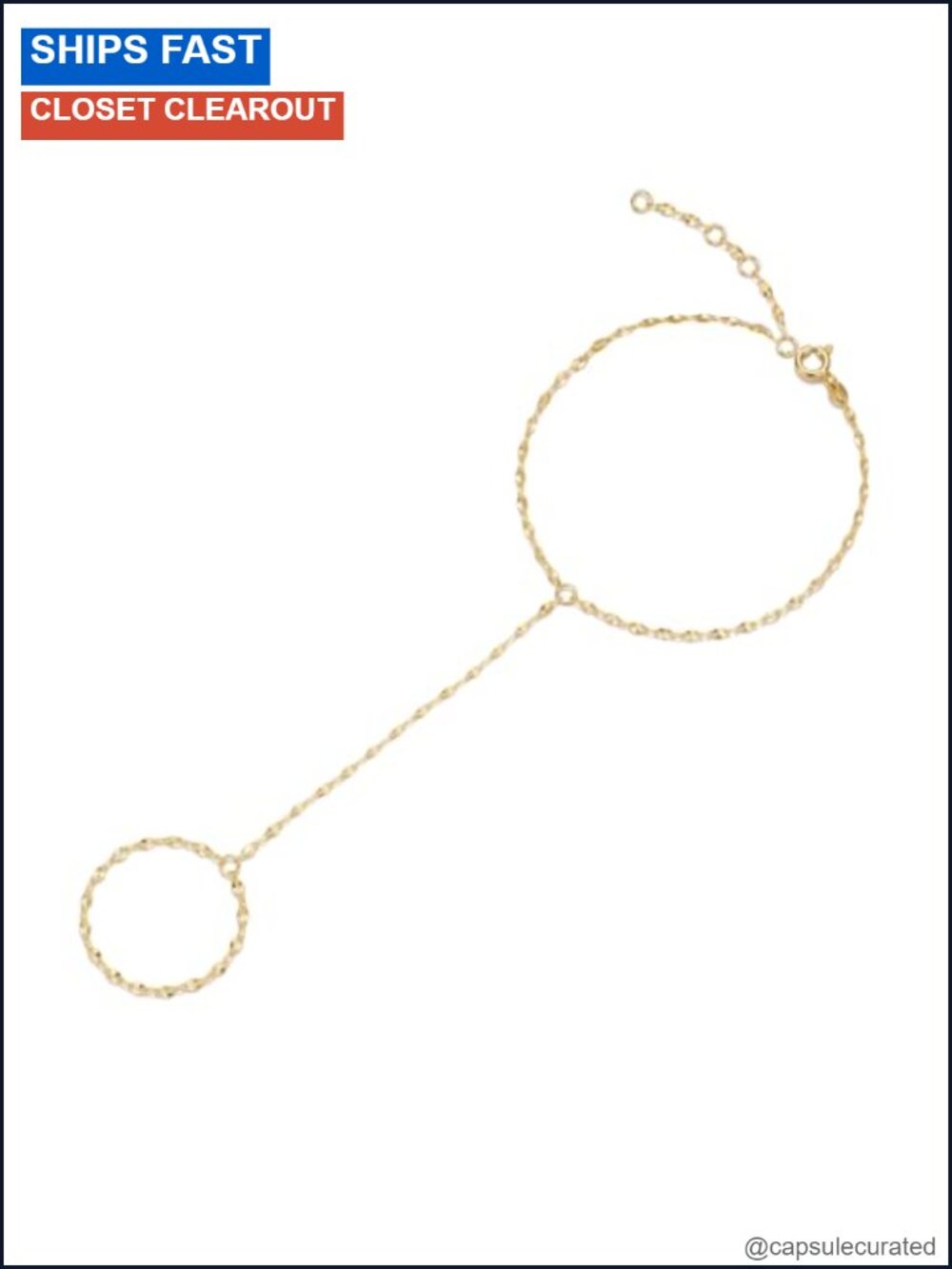 14K Yellow Gold Hand Chain Bracelet Adjustable Bead Link Women's Jewelry Gift